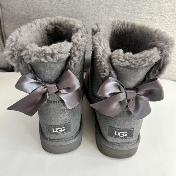 UGG Womens Mini Bailey Bow II Water Resistant Booties Obsidian Grey US 10 - Picture 4 of 8